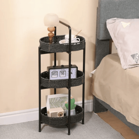 Three-Tier Oval Side Table with Detachable Tray