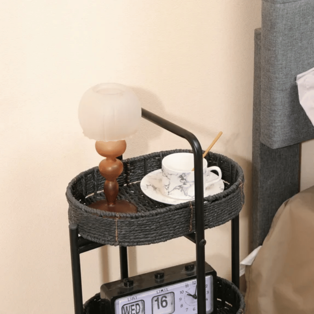 Three-Tier Oval Side Table with Detachable Tray