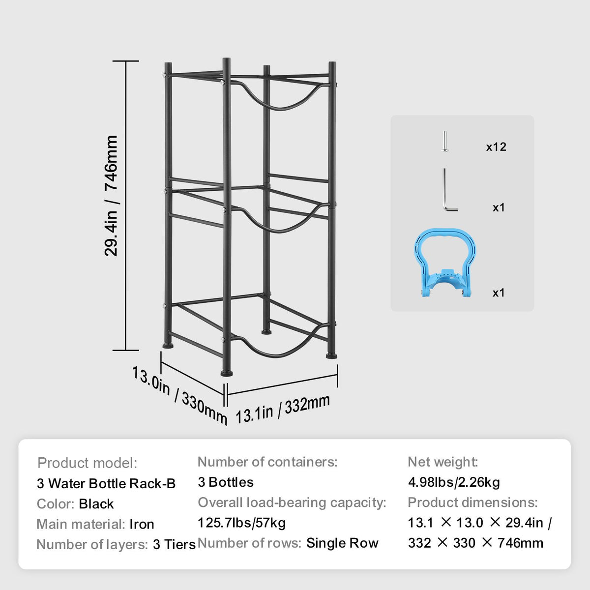 Vertical Water Jug Rack with Detachable Tiers