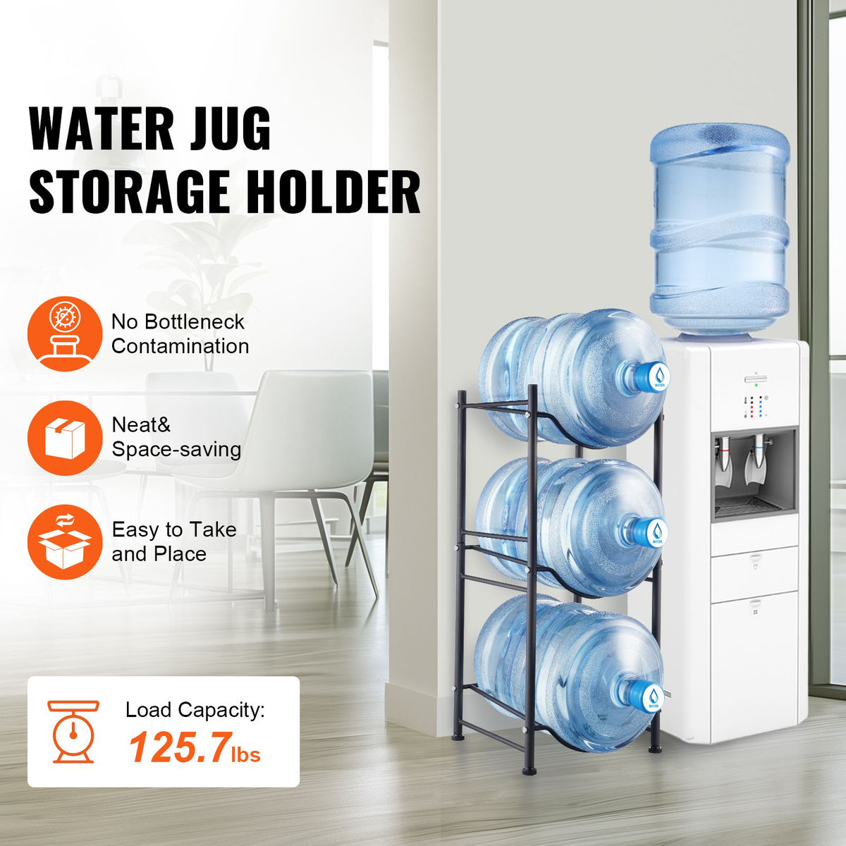 Vertical Water Jug Rack with Detachable Tiers
