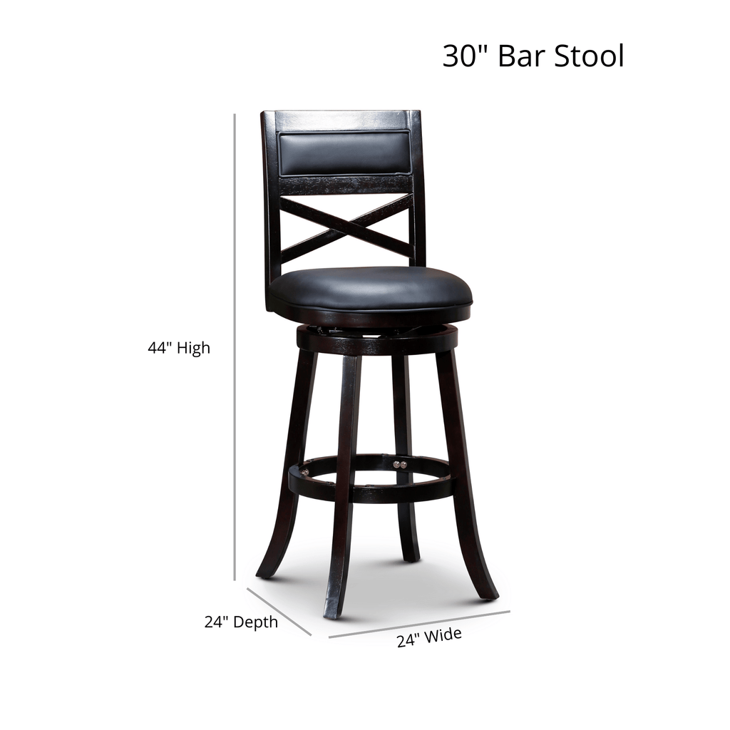 Cherry X-Back Swivel Bar Stool with Beige Seat