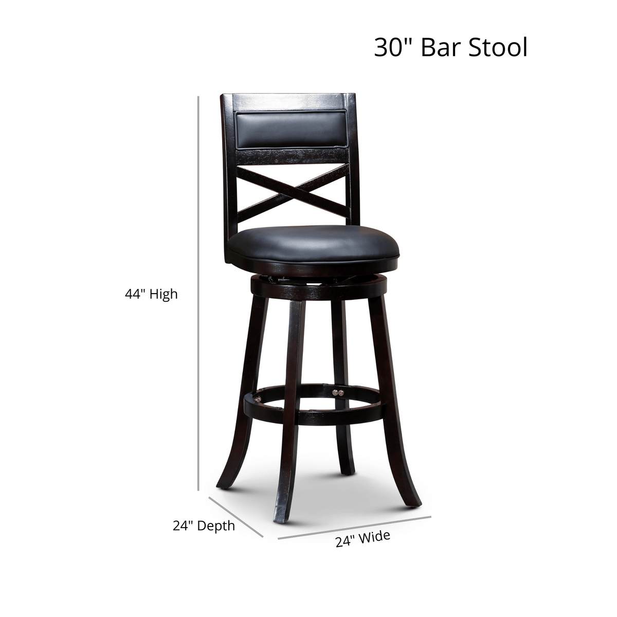 Cherry X-Back Swivel Bar Stool with Beige Seat