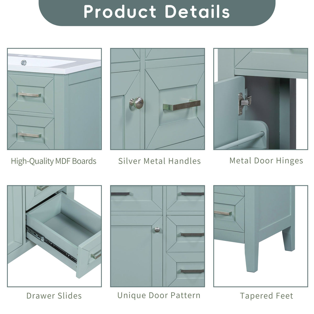 30- Green Bathroom Vanity with Sink and Storage