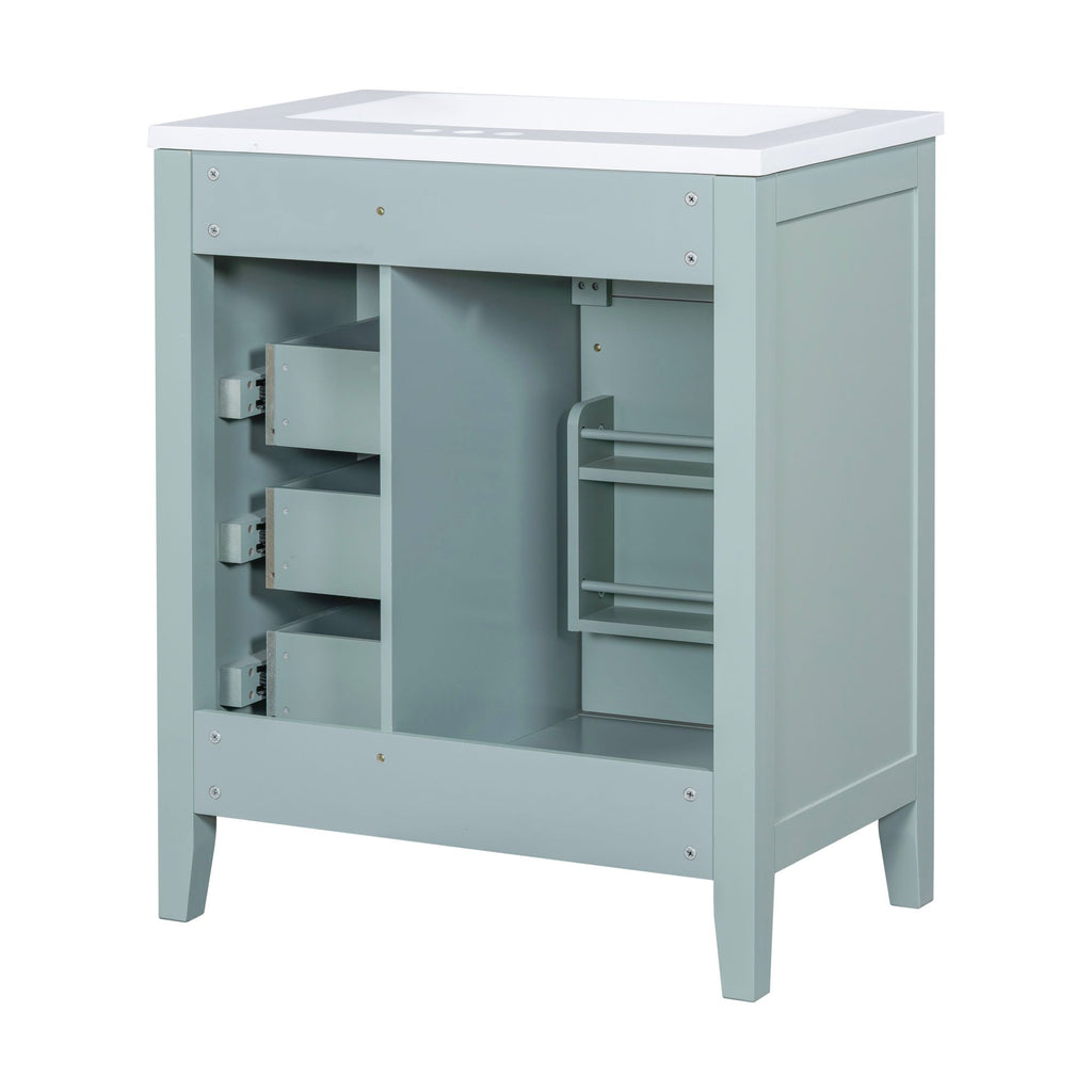 30- Green Bathroom Vanity with Sink and Storage