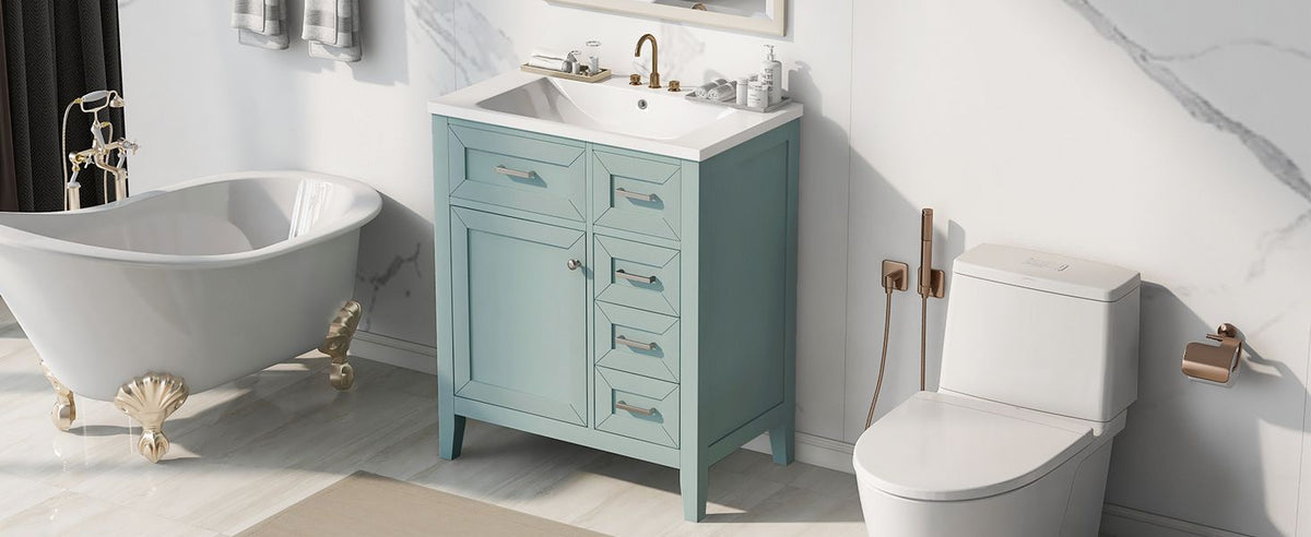 30- Green Bathroom Vanity with Sink and Storage