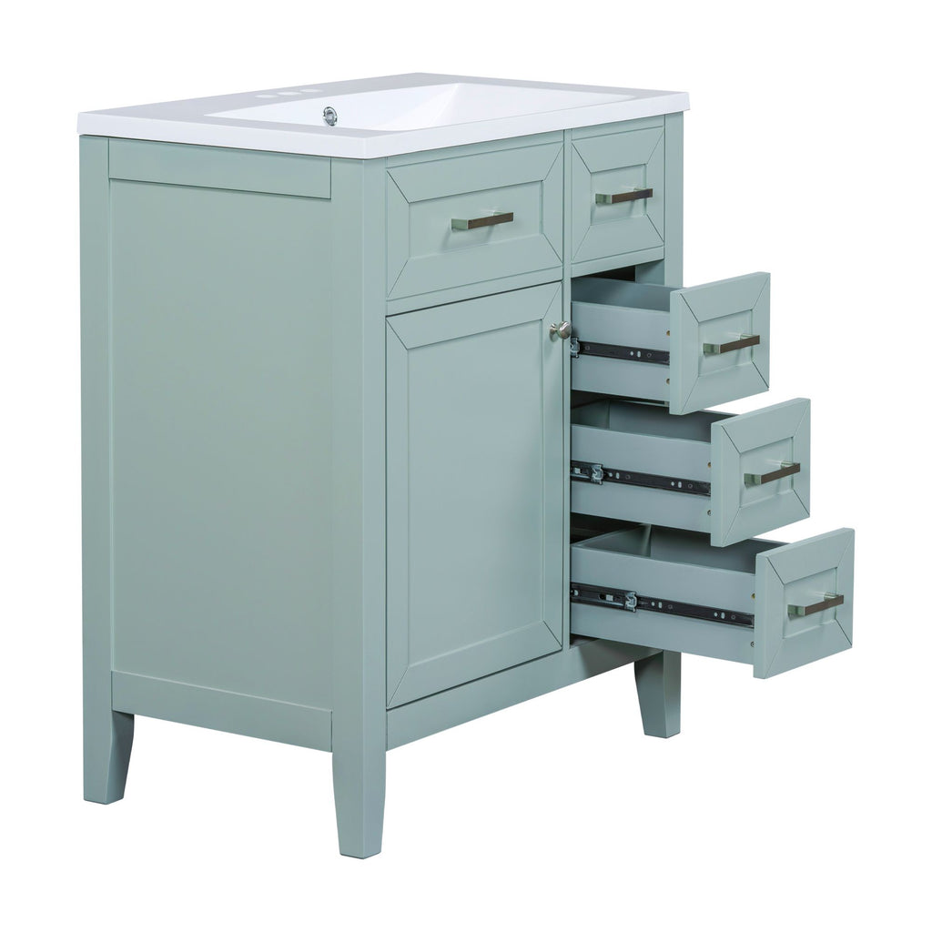 30- Green Bathroom Vanity with Sink and Storage