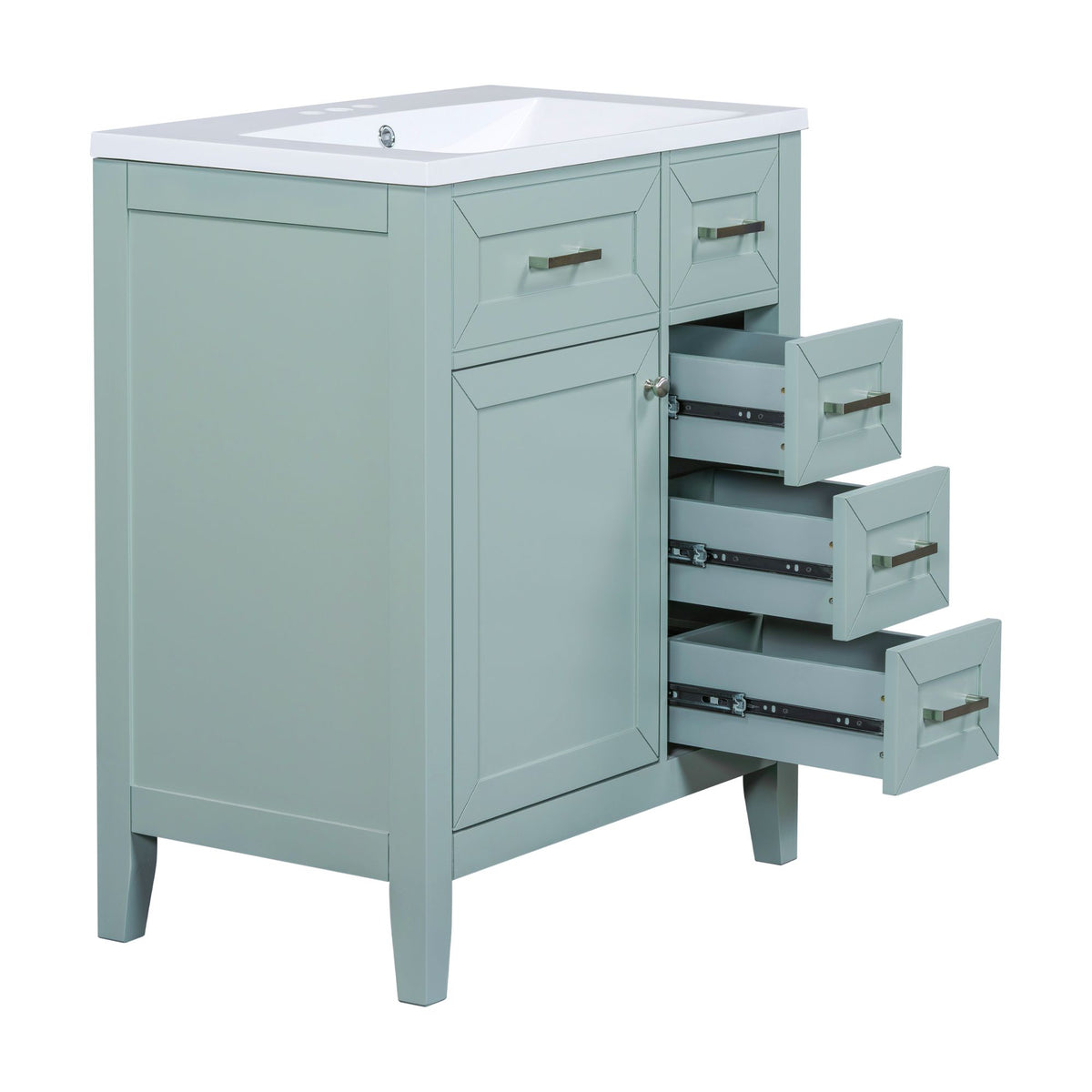 30- Green Bathroom Vanity with Sink and Storage