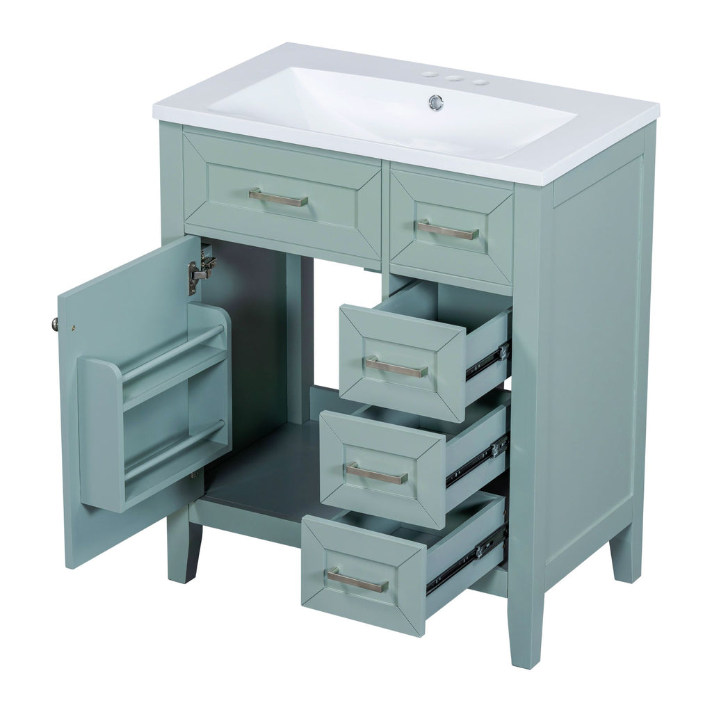 30- Green Bathroom Vanity with Sink and Storage