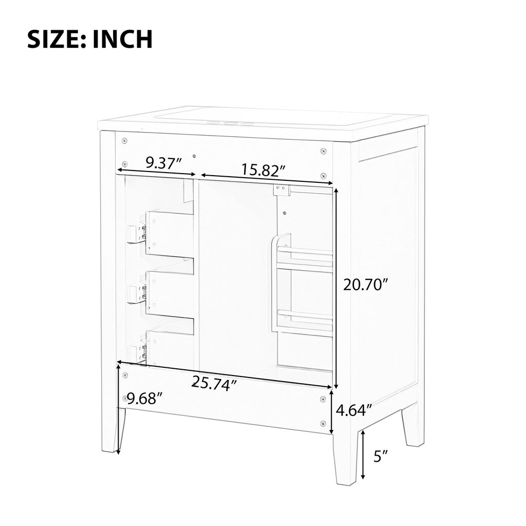 30- Green Bathroom Vanity with Sink and Storage