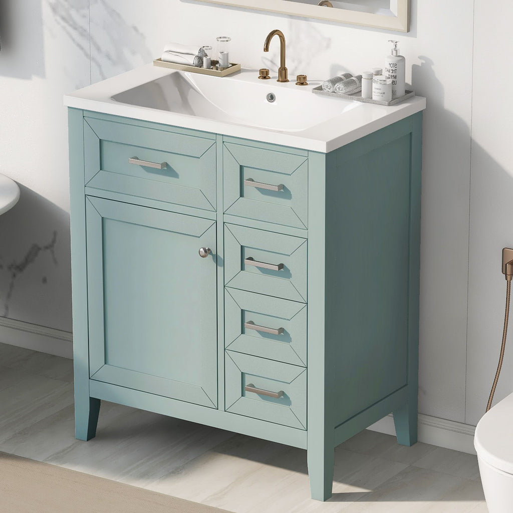 30- Green Bathroom Vanity with Sink and Storage