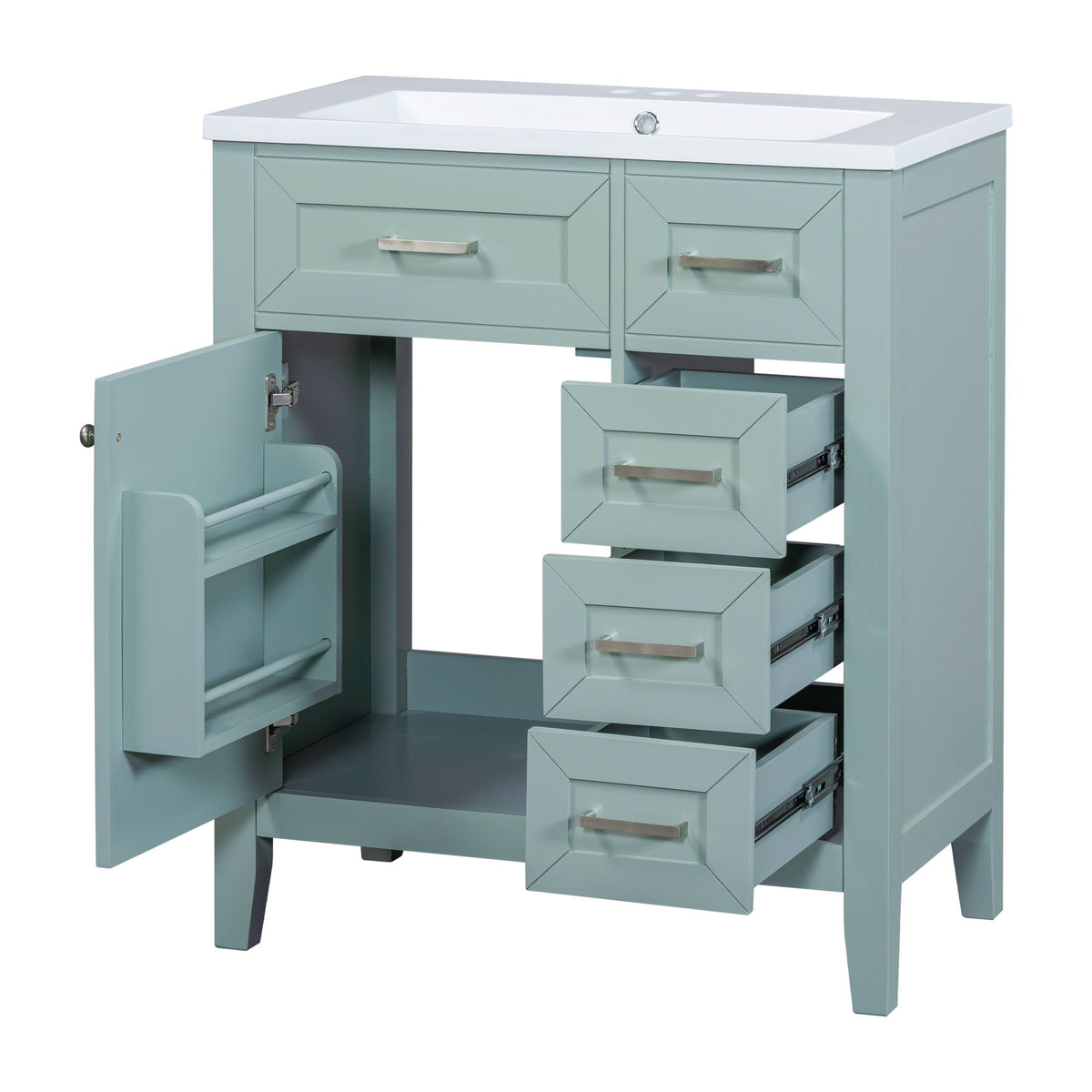 30- Green Bathroom Vanity with Sink and Storage