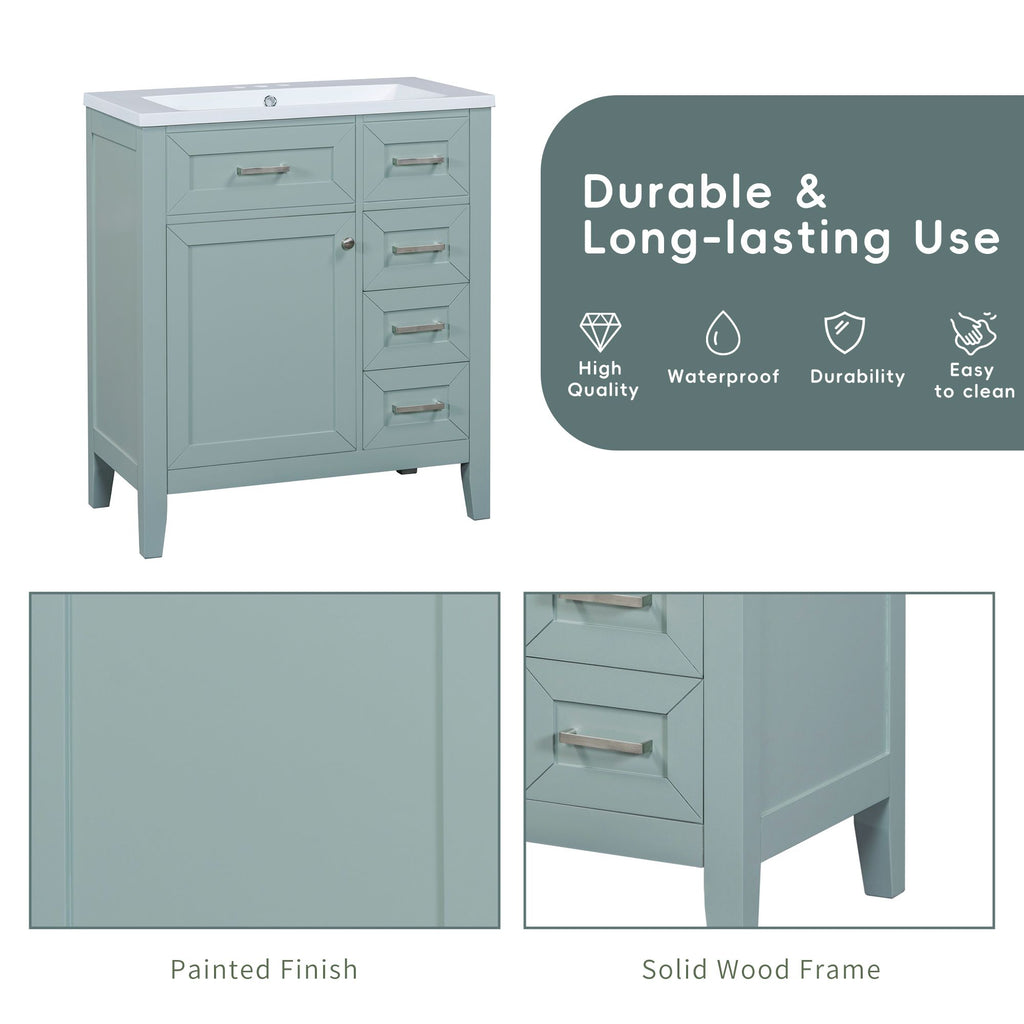 30- Green Bathroom Vanity with Sink and Storage