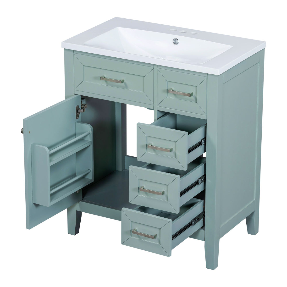 30- Green Bathroom Vanity with Sink and Storage