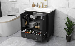 Bathroom Vanity with Sink Combo, Multi-functional Bathroom Cabinet with Doors and