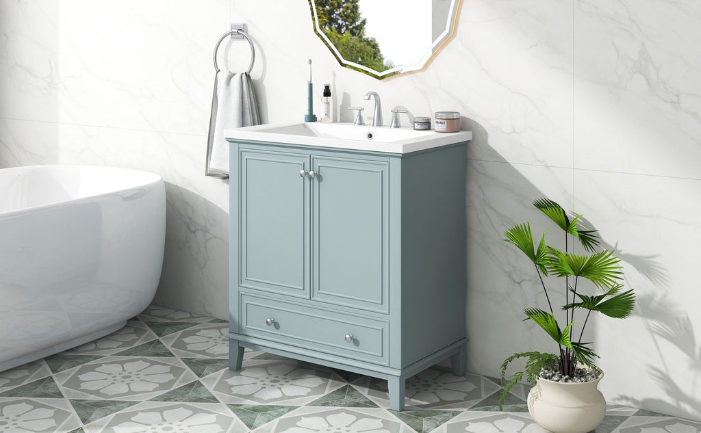 Green Bathroom Vanity with Sink and Storage