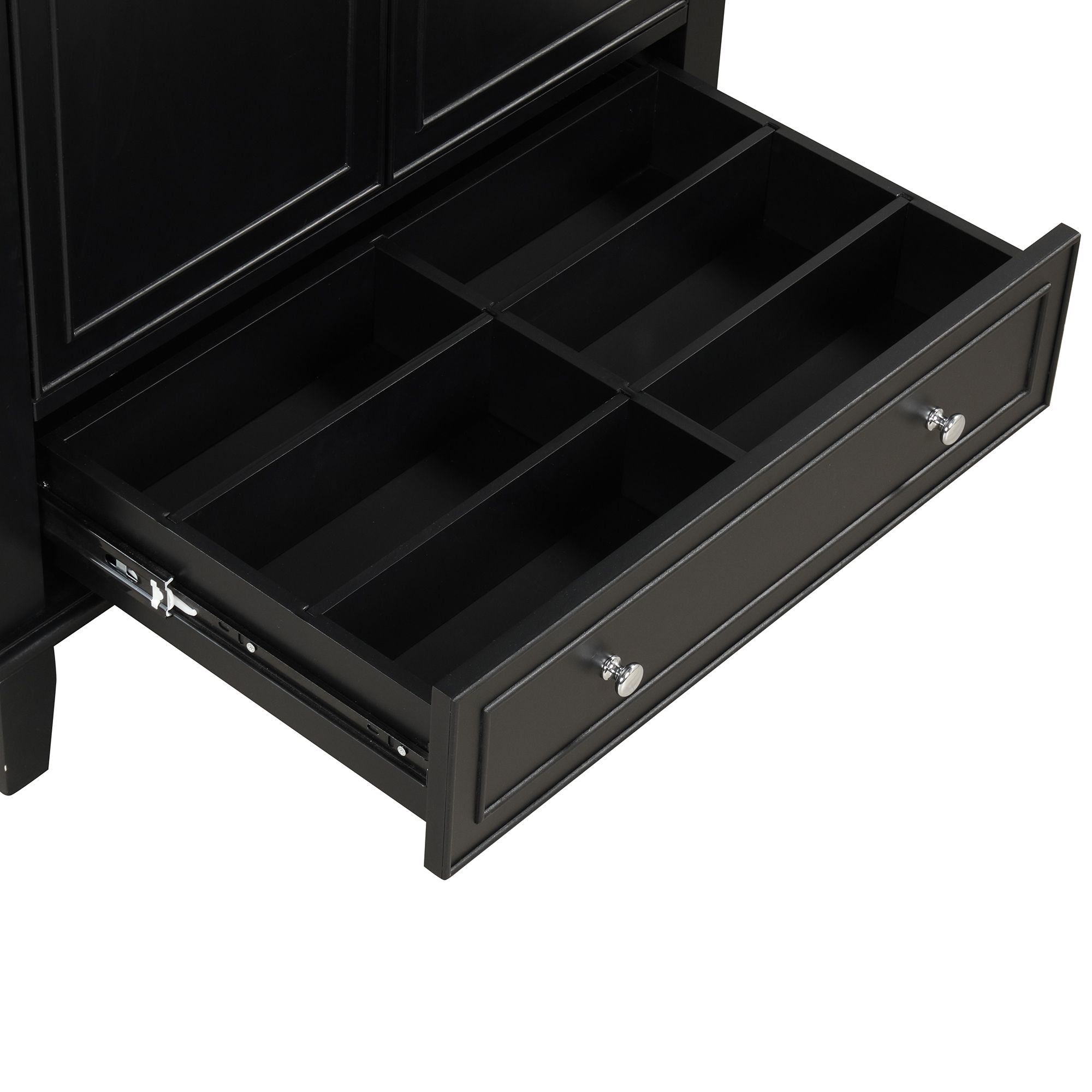 Bathroom Vanity with Sink Combo - Multi-Functional Storage Cabinet, Solid Wood & MDF, Black