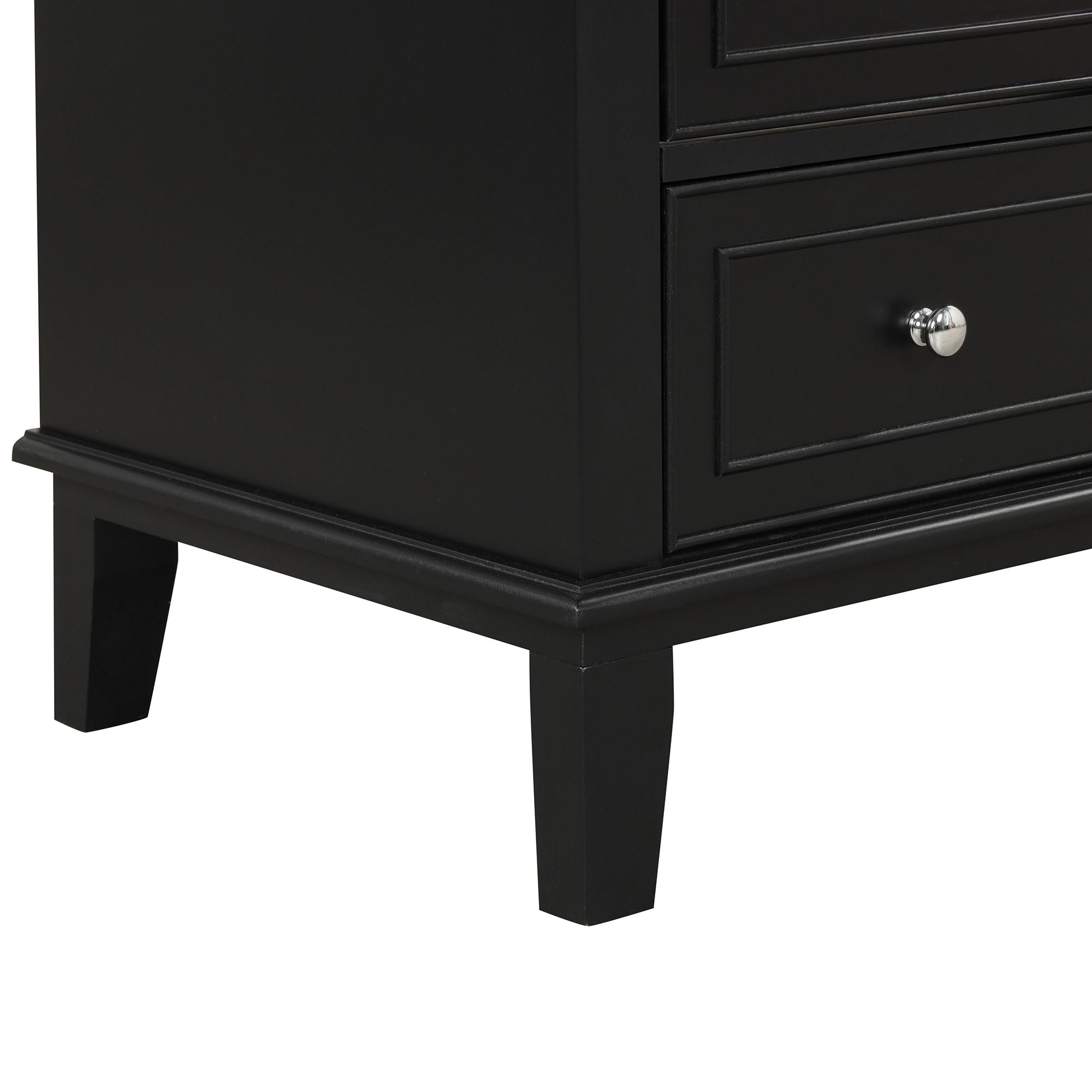 Bathroom Vanity with Sink Combo - Multi-Functional Storage Cabinet, Solid Wood & MDF, Black
