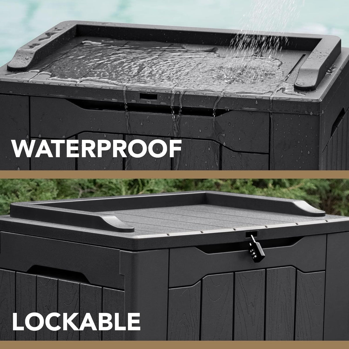 Lockable Outdoor Deck Box for Patio Cushions and Pool Gear