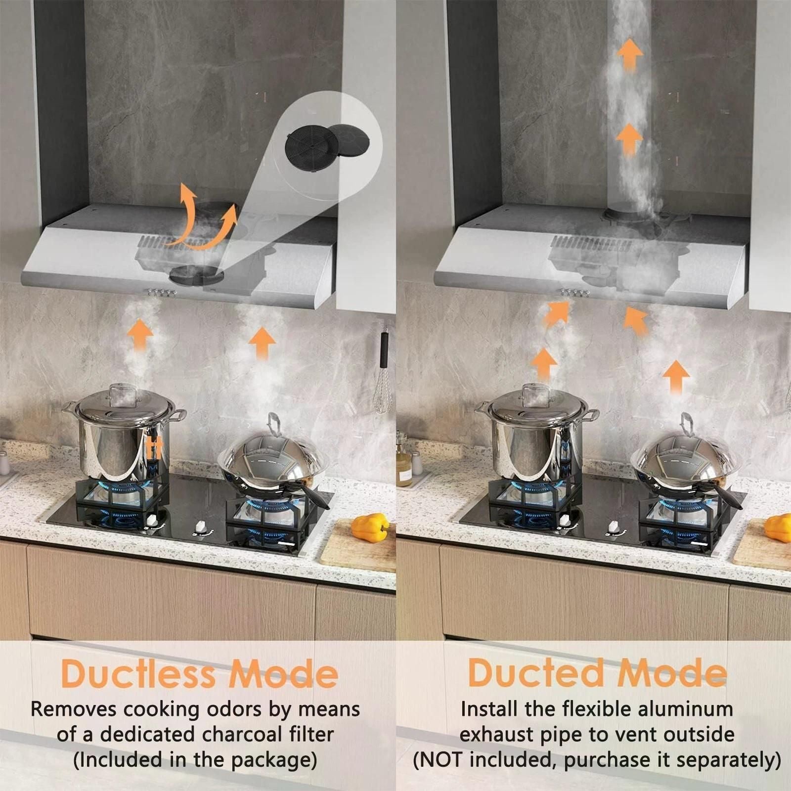 Under Cabinet Range Hood with LED Light and Dishwasher-Safe Filters