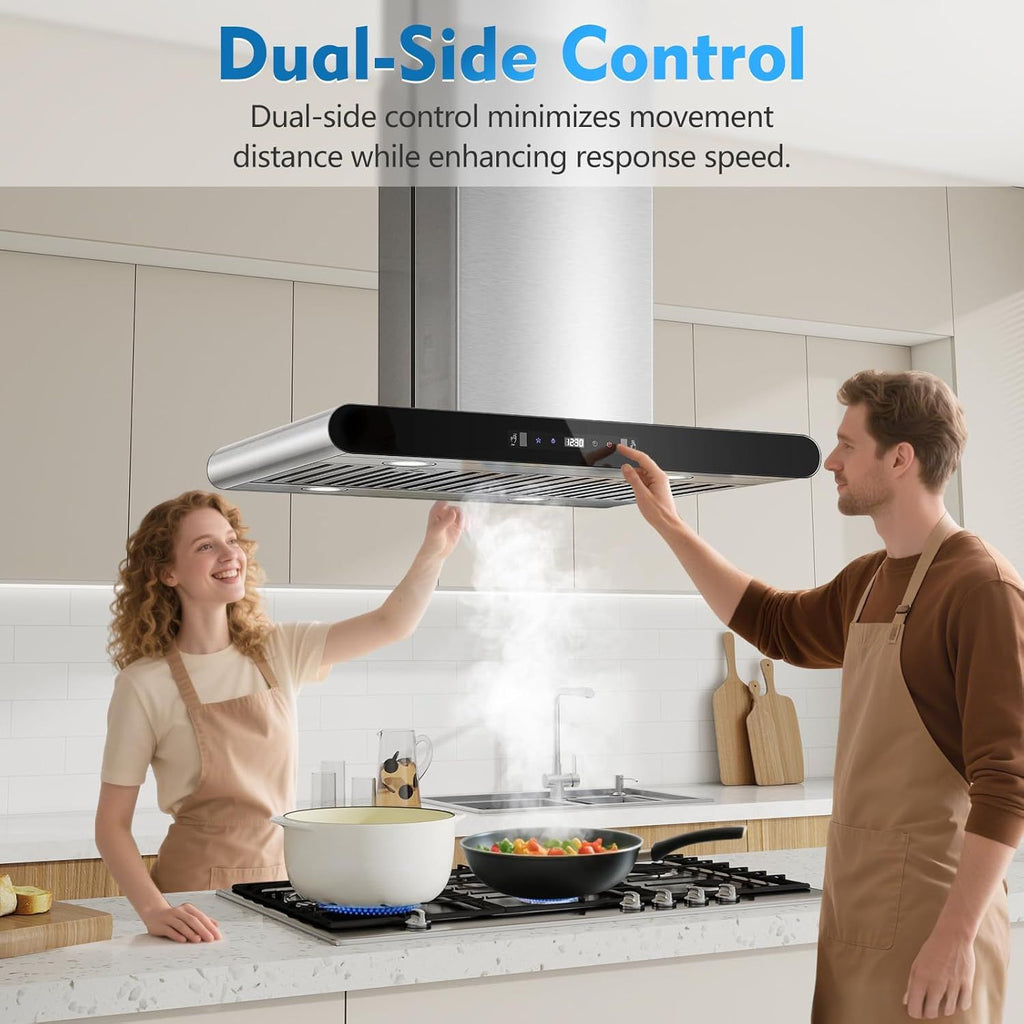 Dual-Side Touch & Gesture Controlled Island Range Hood with 700 CFM Suction