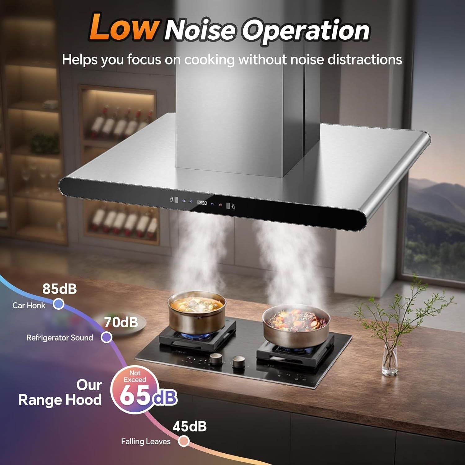 Dual-Side Touch & Gesture Controlled Island Range Hood with 700 CFM Suction