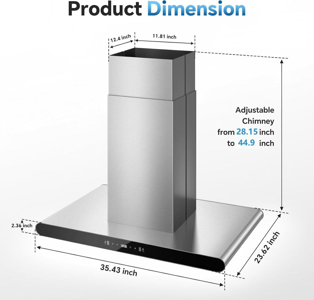 Dual-Side Touch & Gesture Controlled Island Range Hood with 700 CFM Suction