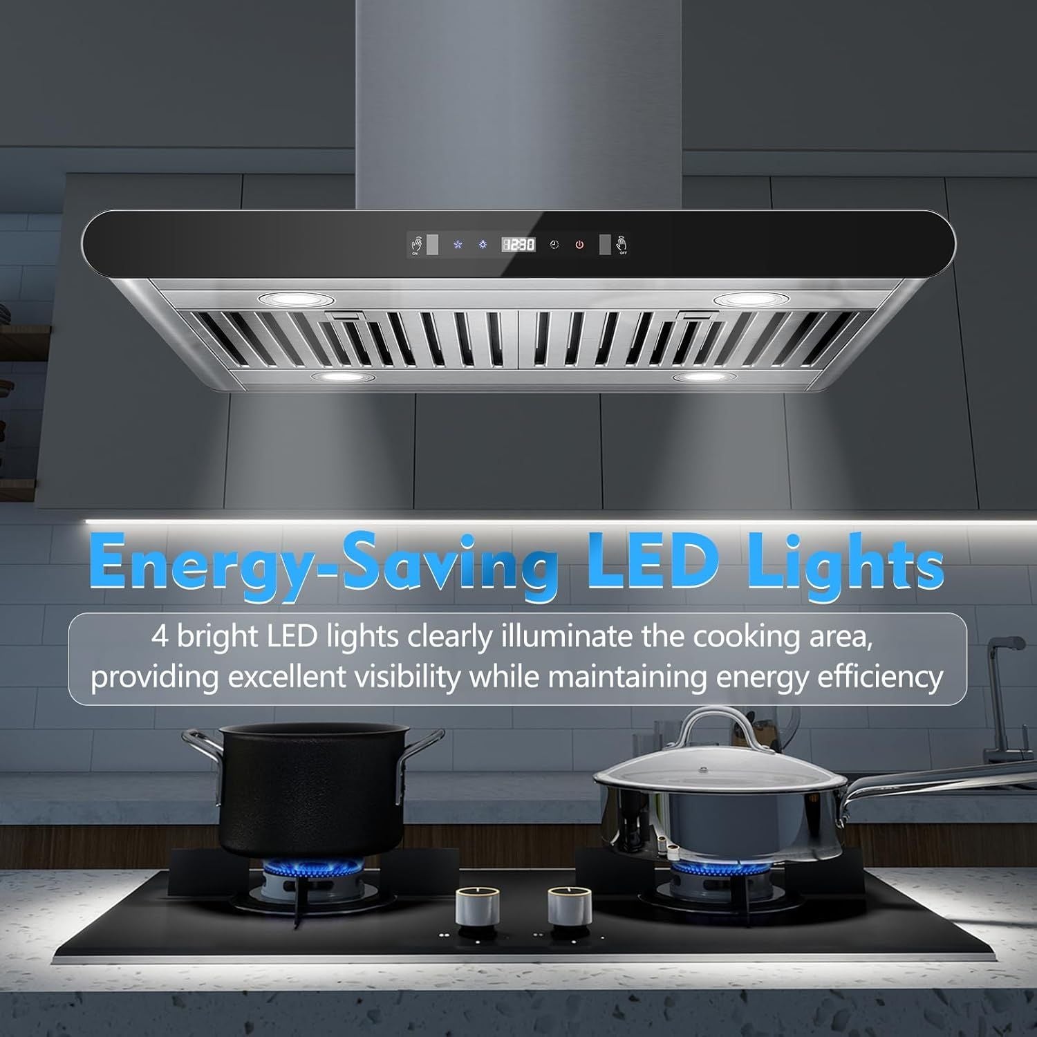 Dual-Side Touch & Gesture Controlled Island Range Hood with 700 CFM Suction