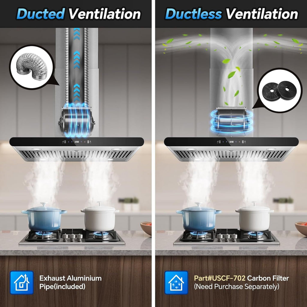 Dual-Side Touch & Gesture Controlled Island Range Hood with 700 CFM Suction