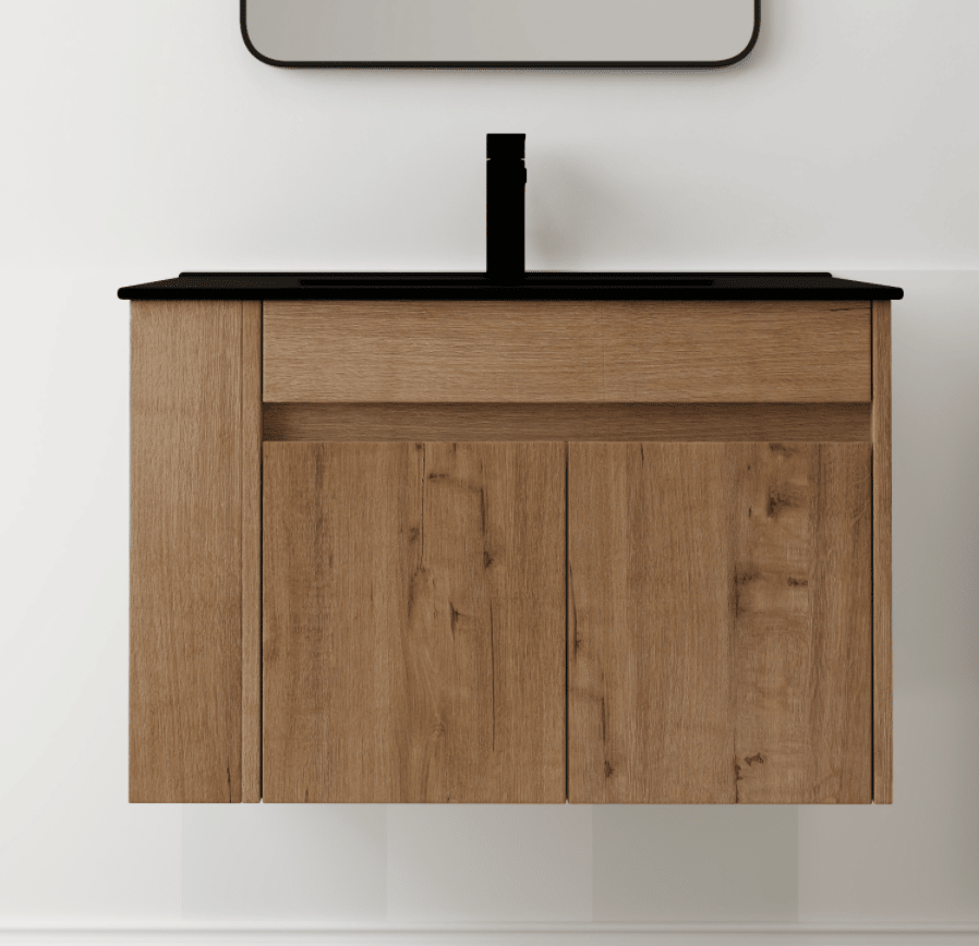 30 Bathroom Vanity With Black Ceramic Basin and Adjust Open Shelf(KD-PACKING)
