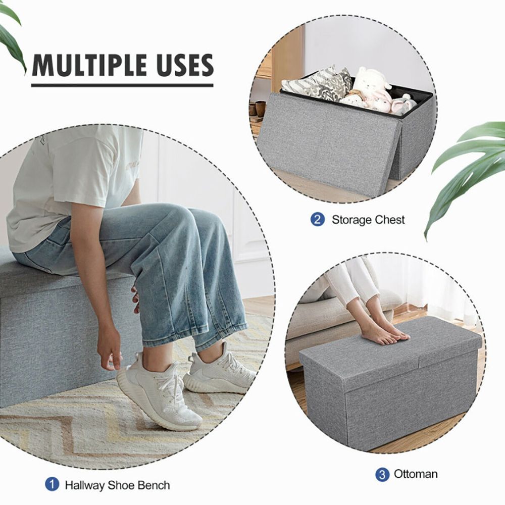 Folding Storage Ottoman with Convenient Lift Top