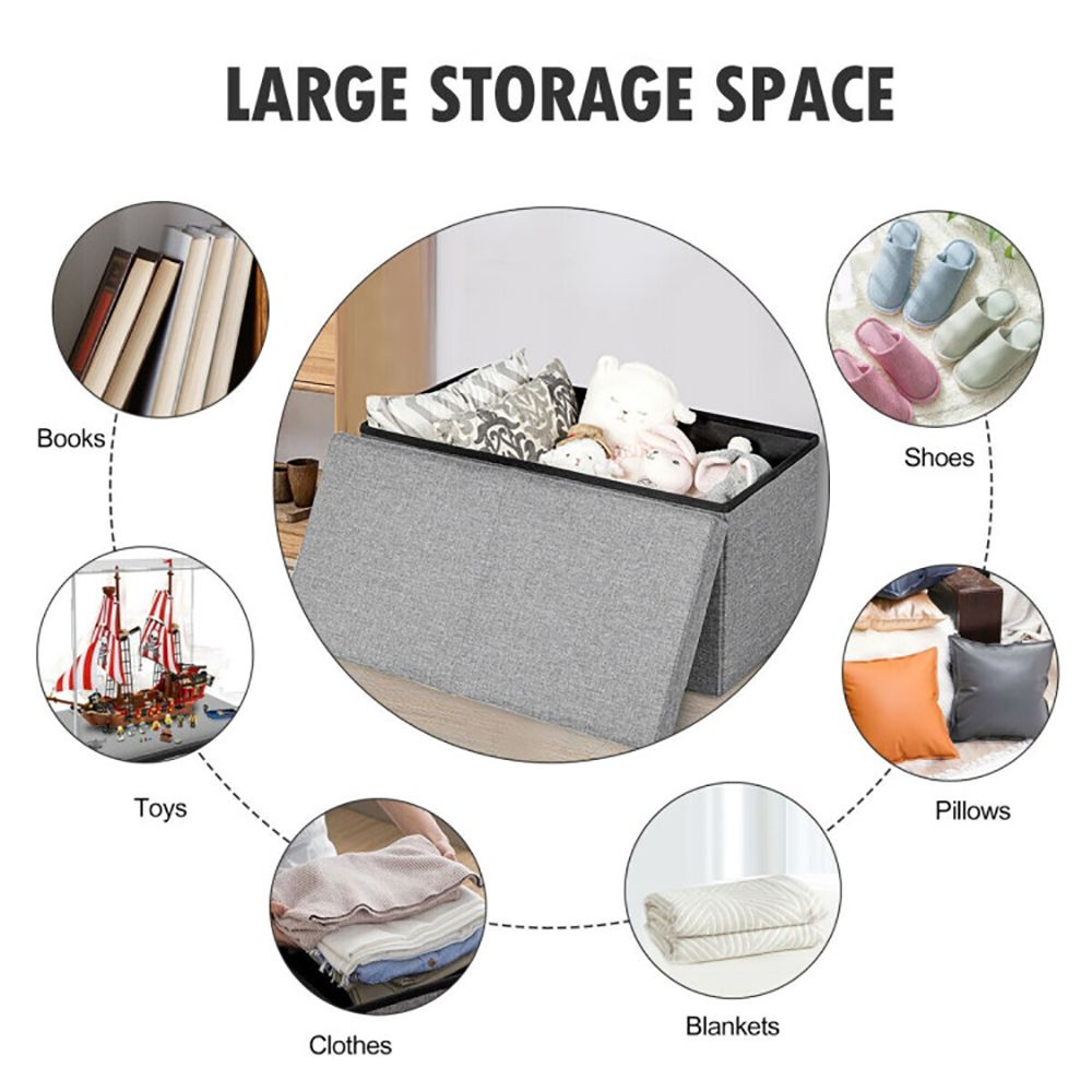 Folding Storage Ottoman with Convenient Lift Top