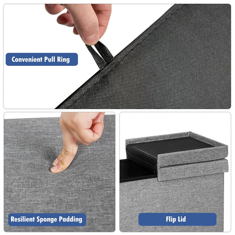 Folding Storage Ottoman with Convenient Lift Top