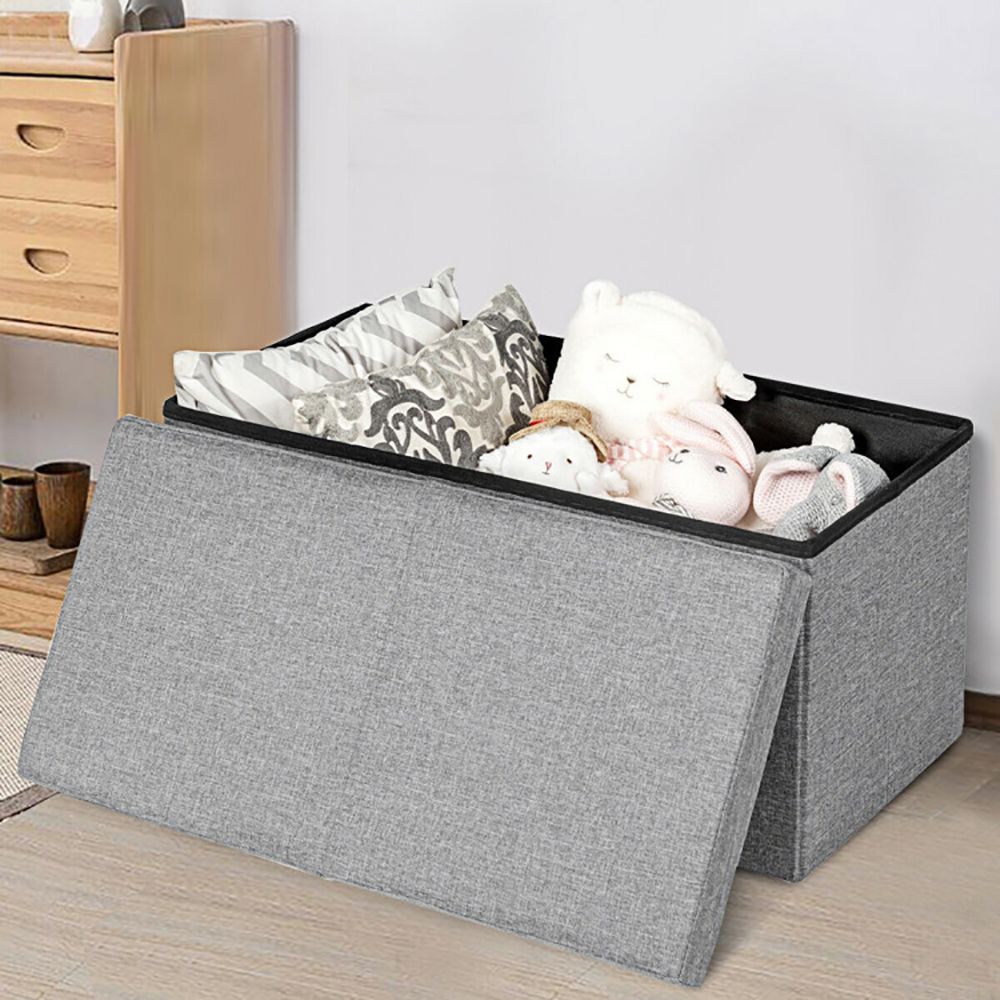 Folding Storage Ottoman with Convenient Lift Top