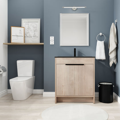 30 Freestanding Bathroom Vanity with Black Ceramic Sink & 2 Soft-Close Cabinet Doors