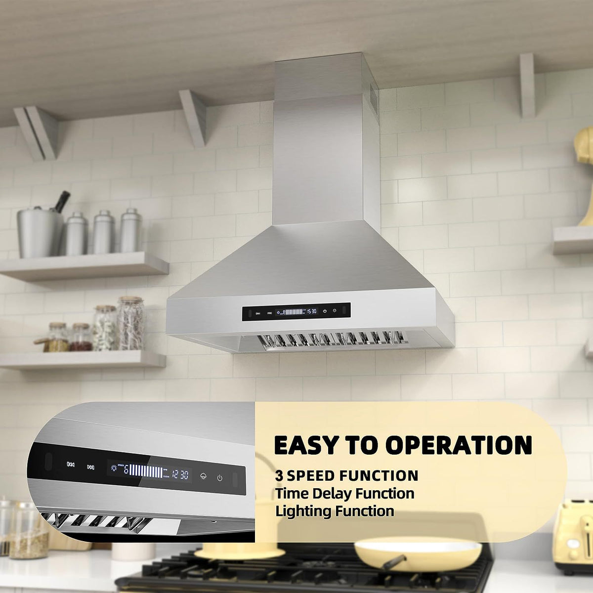 30 Range Hood with 900 CFM, Gesture Sensing & Touch Control