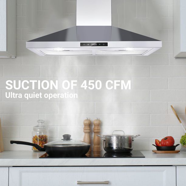 Wall Mounted Range Hood with Touch Control and LED Lighting
