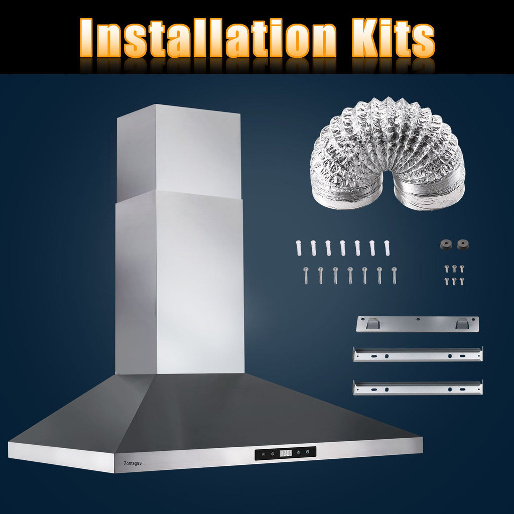 Wall Mounted Range Hood with Touch Control and LED Lighting