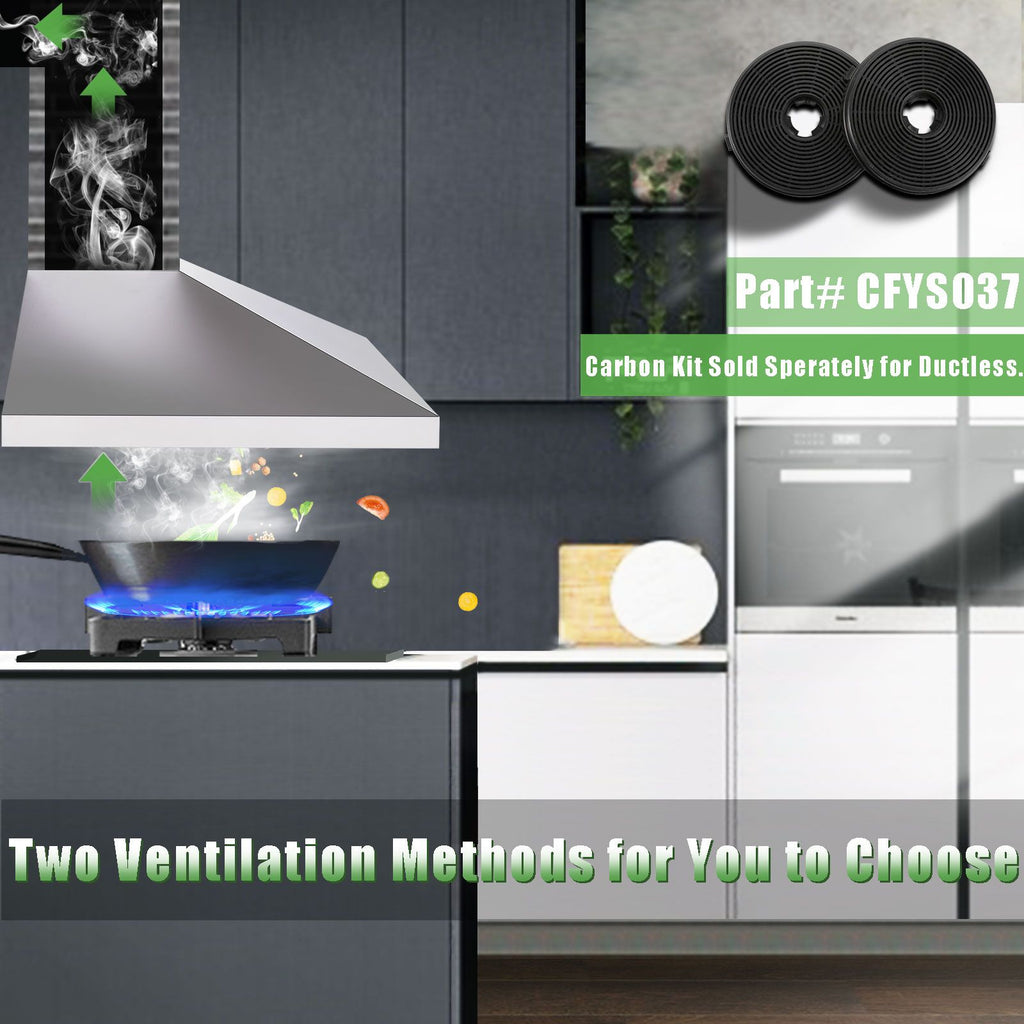 Wall Mounted Range Hood with Touch Control and LED Lighting