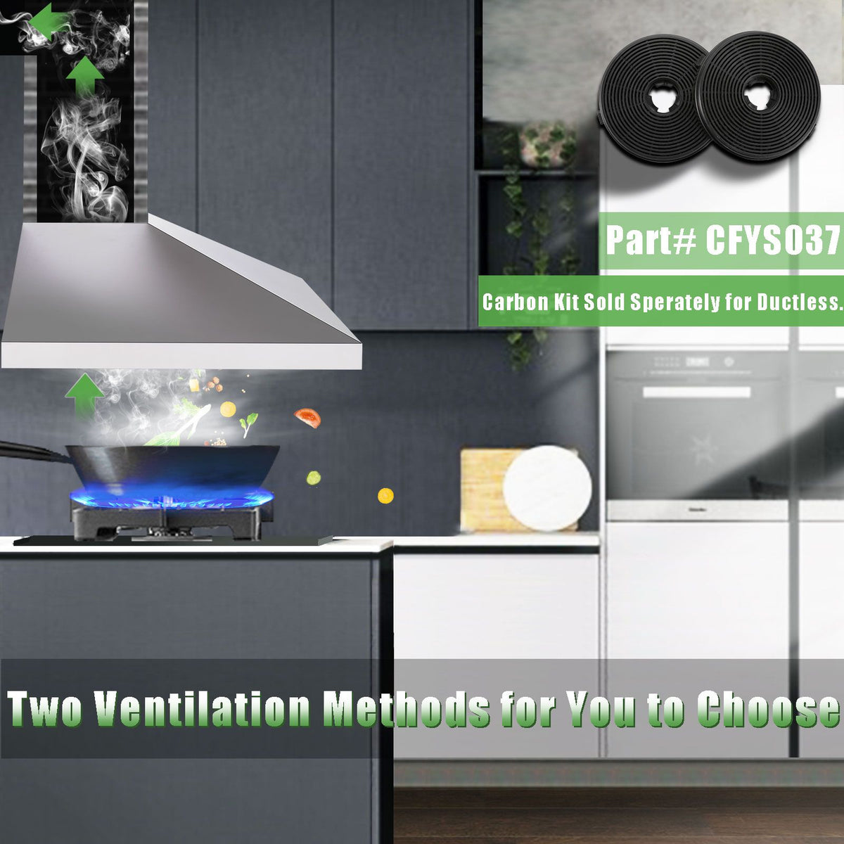Wall Mounted Range Hood with Touch Control and LED Lighting
