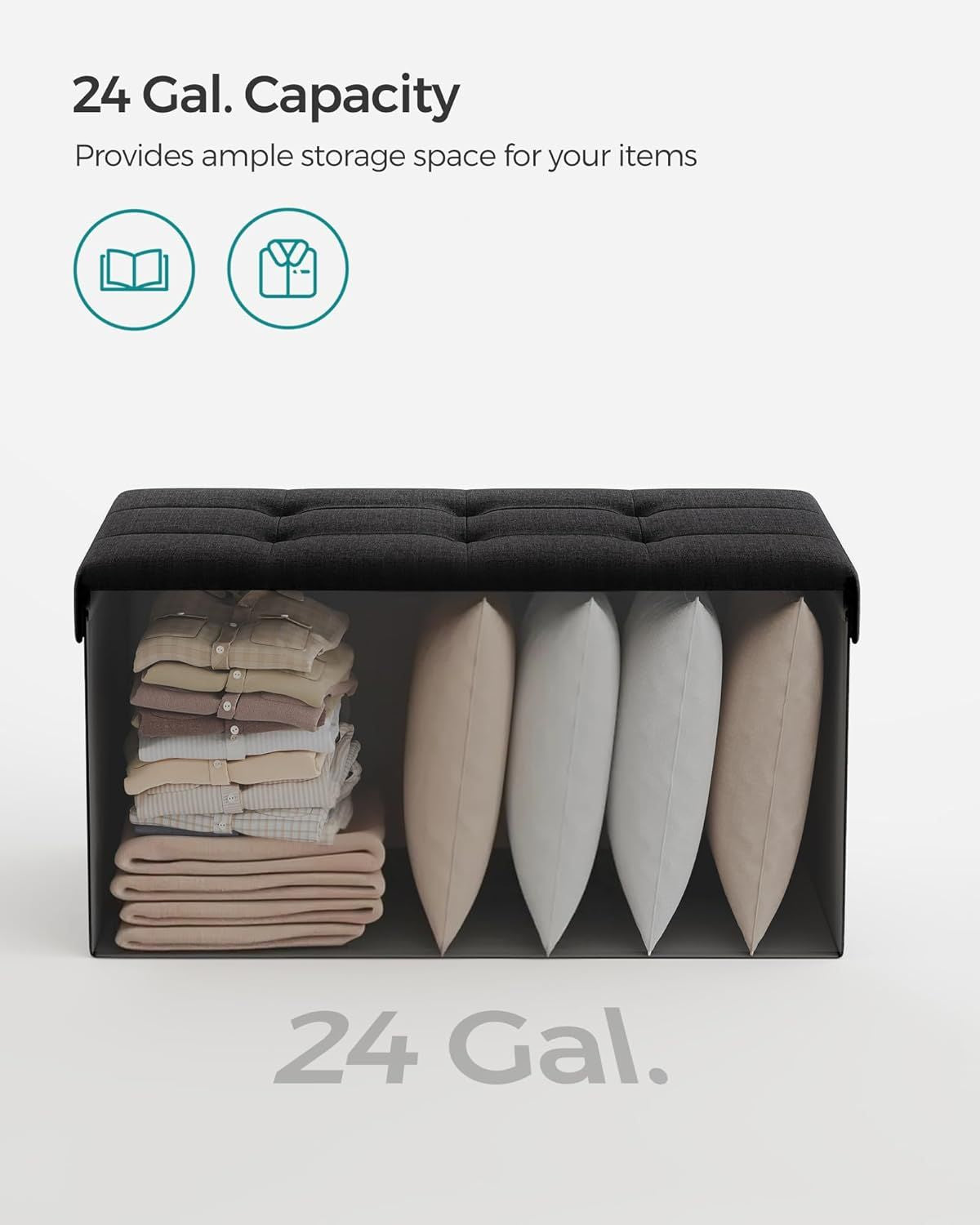 Convenient Storage Ottoman for Bed Sheets and Pillows