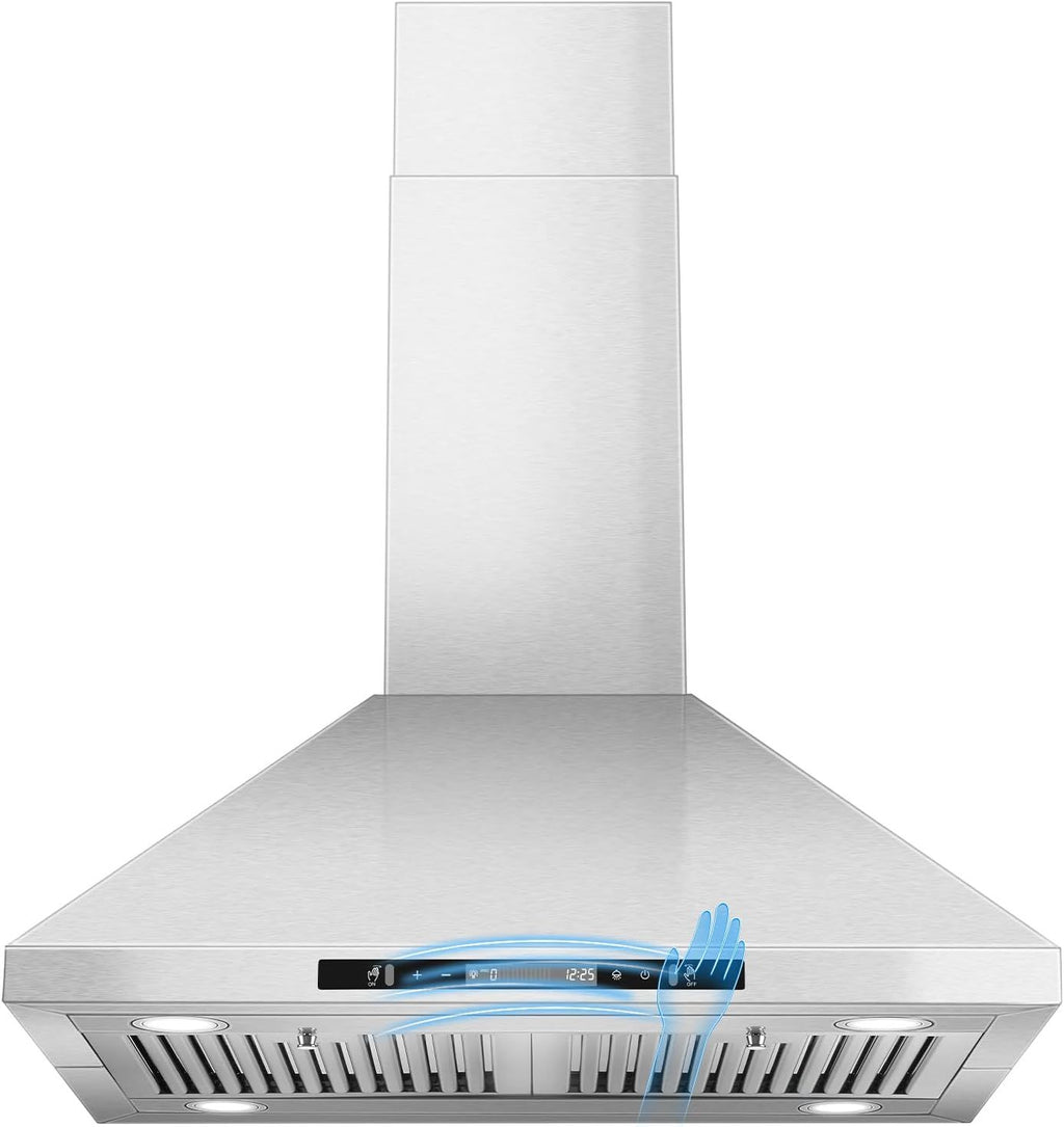 Powerful 700 CFM Island Range Hood with Gesture Control & 4 LED Lights