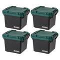30 Qt practical Trail Box, Stackable Storage Bin with Latching Lids, Black, 4Pk