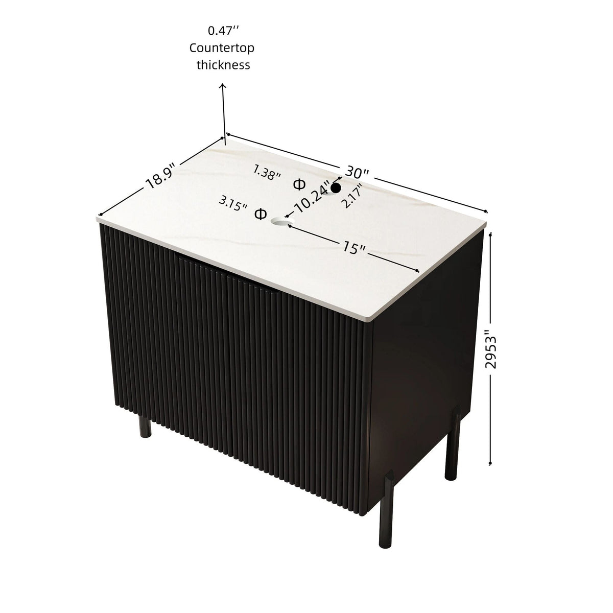 TURIO Freestanding Bathroom Cabinet with Carrara White Top