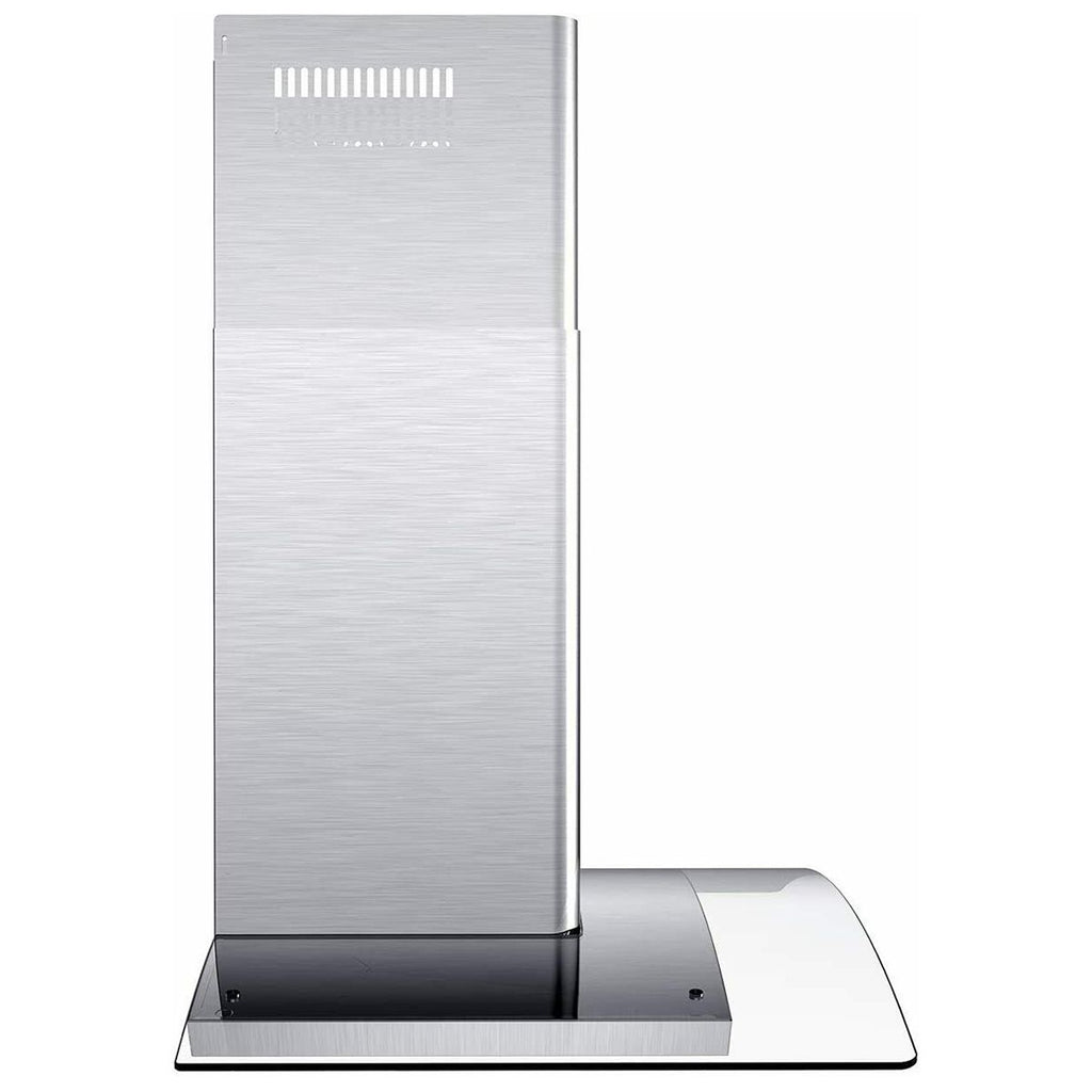 Curved-Glass Wall-Mount Range Hood with Three-Speed Fan