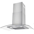 Curved-Glass Wall-Mount Range Hood with Three-Speed Fan