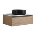 Wall-Mounted Bathroom Vanity with Soft-Close Drawer and Black Art Sink