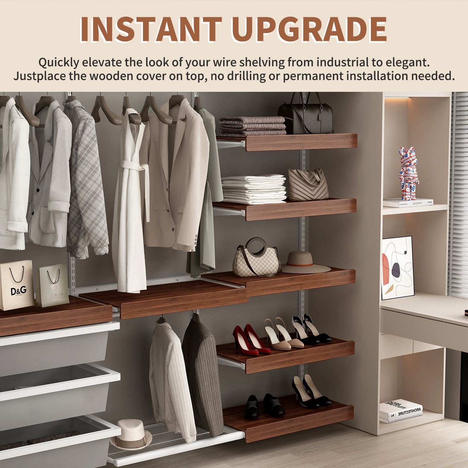 Premium MDF Wood Shelf Liners - Odor-Free & for Pantry Organization