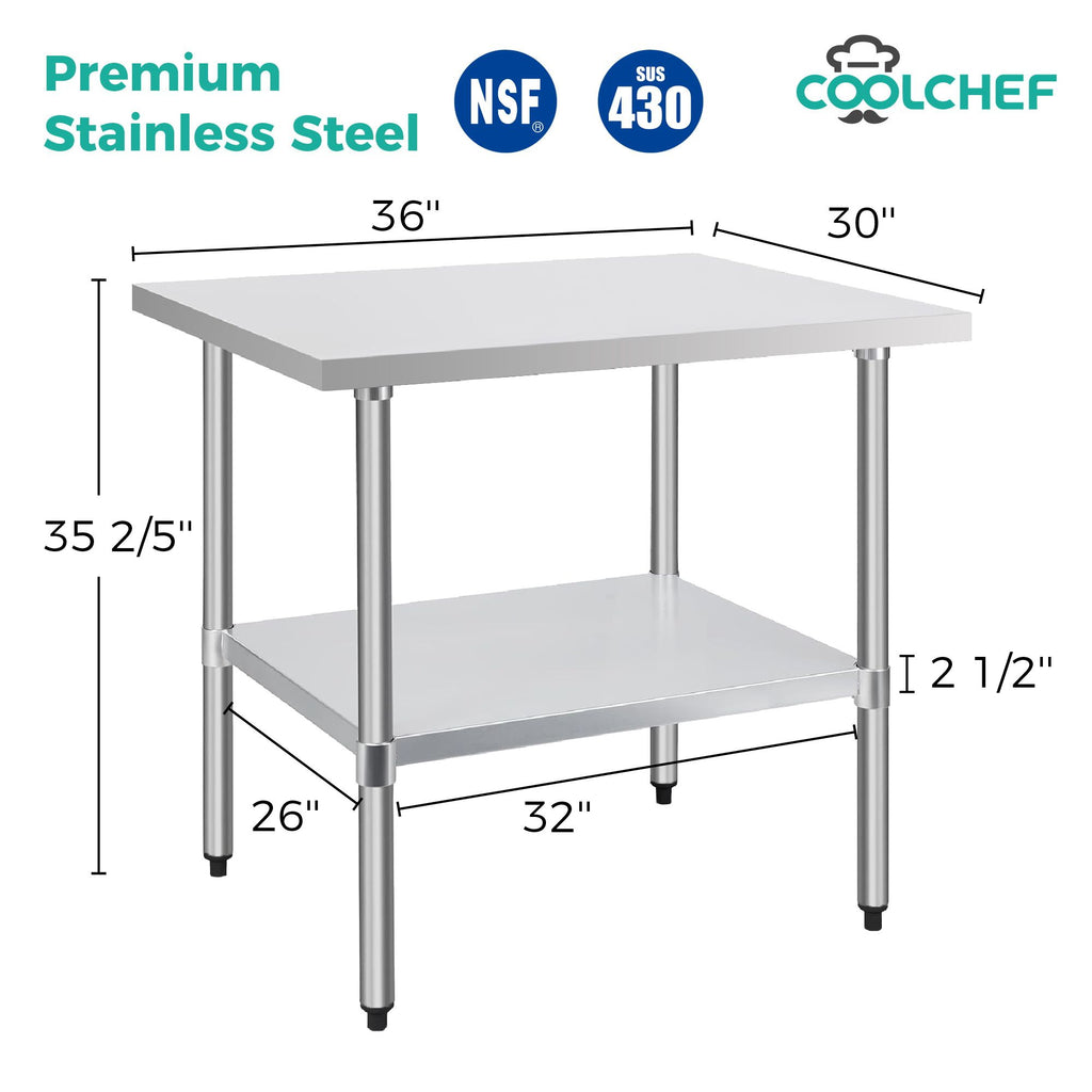 Space-Saving Commercial Work Table with Undershelf