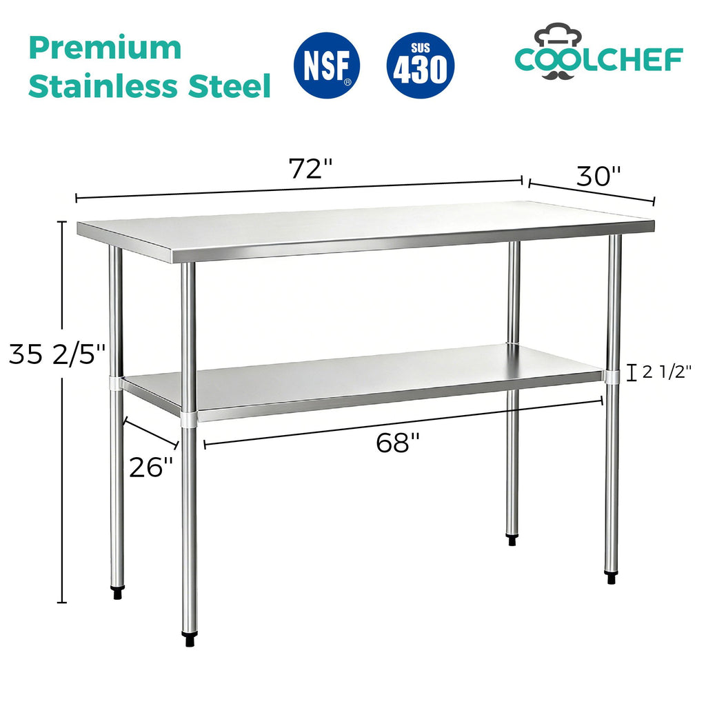 Commercial Work Table with Undershelf for Tight Spaces