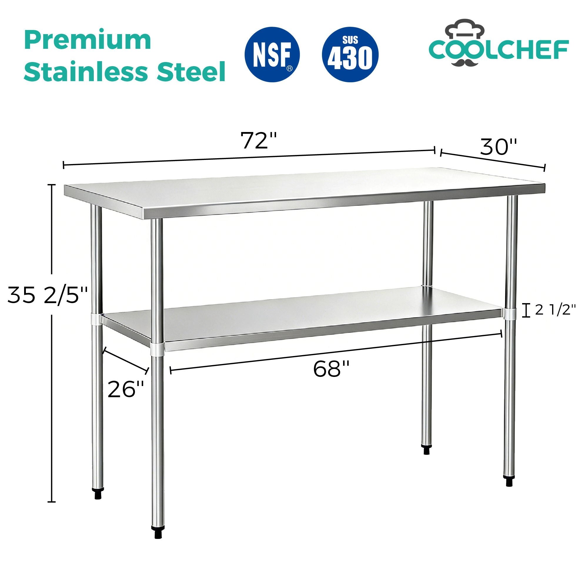 Commercial Work Table with Undershelf for Tight Spaces